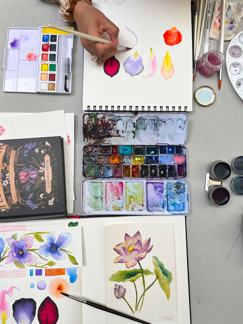 Acuarela botánica · Bouquet expresivo